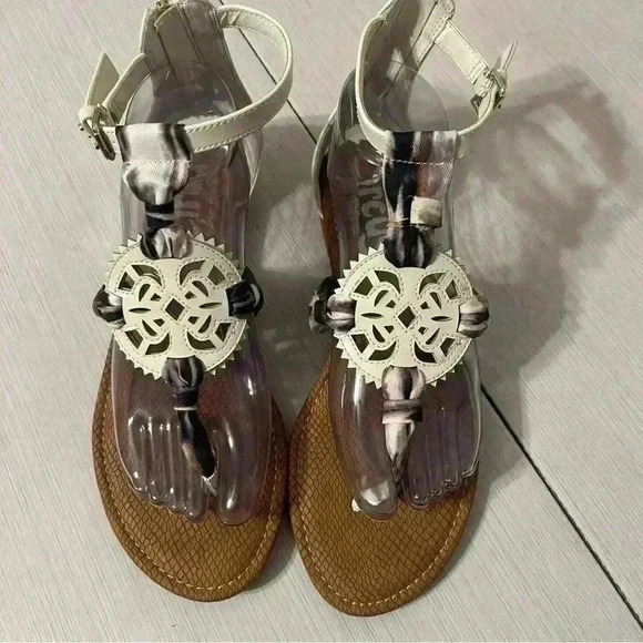 Circus Sam Edelman Women Becca White Beige Gladiator Zip-Up Back Sandals Sz9 - Picture 1 of 10